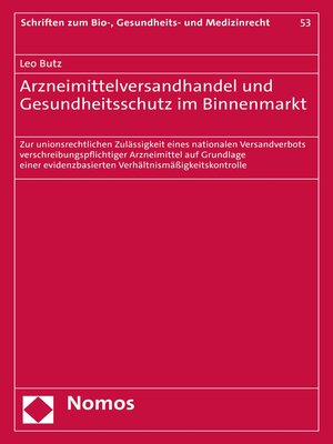 cover image of Arzneimittelversandhandel und Gesundheitsschutz im Binnenmarkt